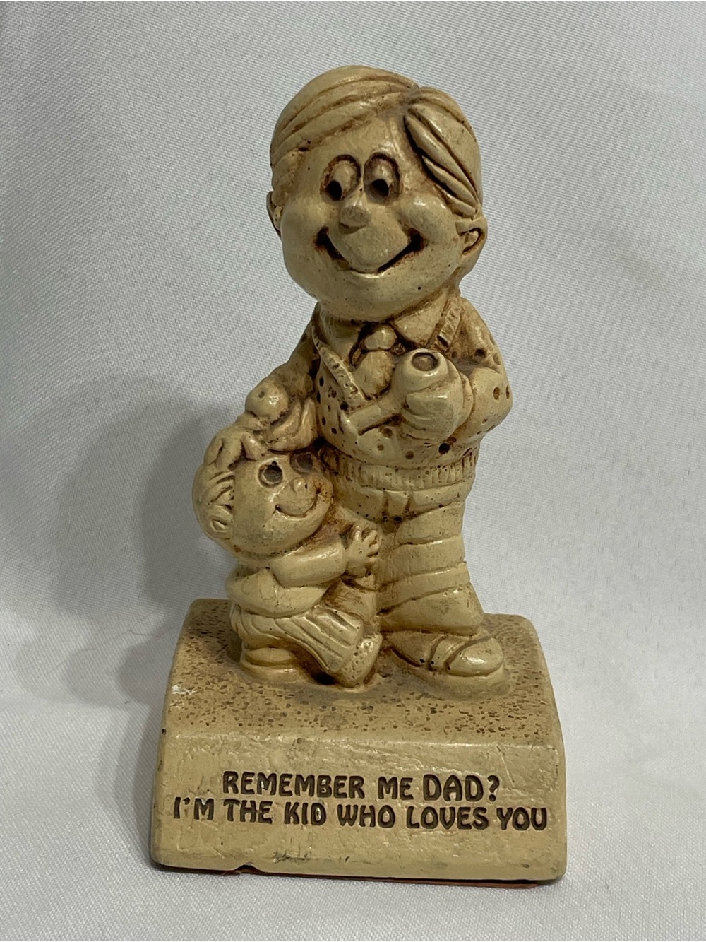 5.5” vintage 1972 Paula Co. "Sillisculpts" resin figurine titled "Remember Me Da